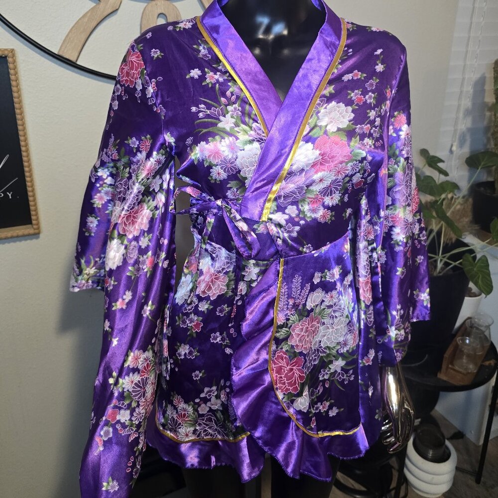 💜 Anime-Inspired Purple Kimono | Short Style | Worn Once